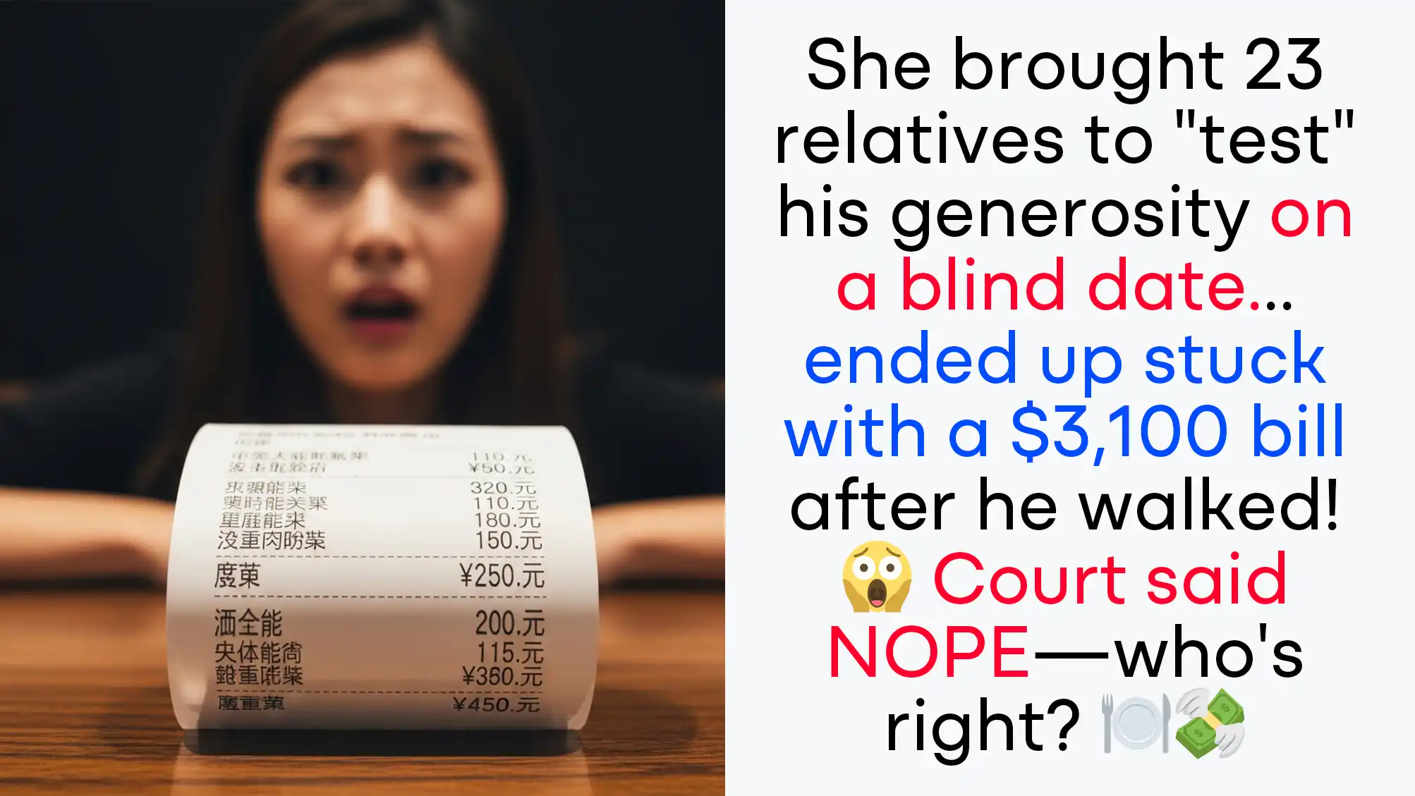 Woman Brings 23 Relatives To Blind Date, Stuck With $3,100 Bill After Man Walks Out
